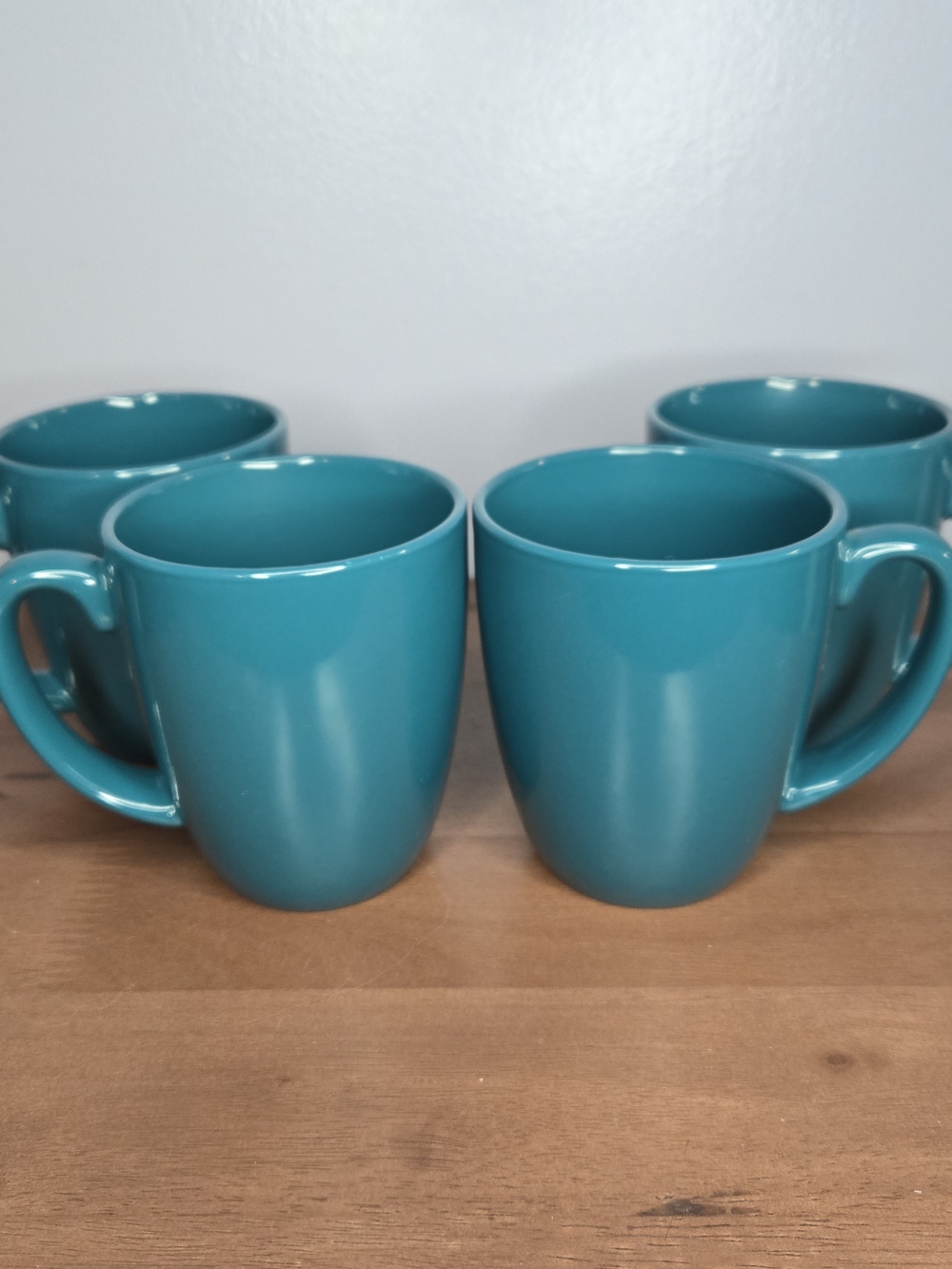 Corelle Coordinates Stoneware Turquoise Teal Coffee Mugs 11 oz Ceramic Set Of 4